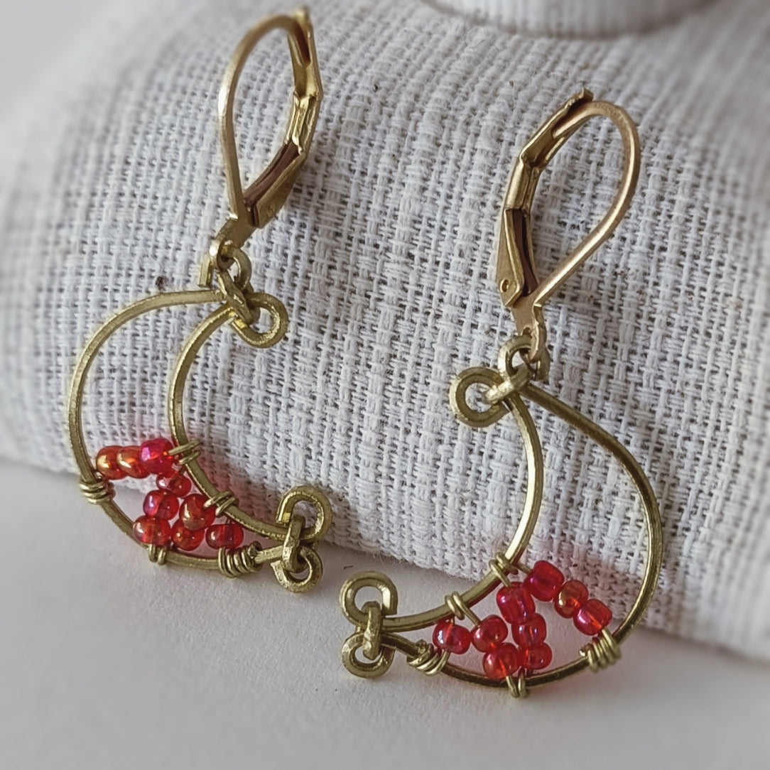 Boucles d'oreilles wirewrapping faites à la main laiton