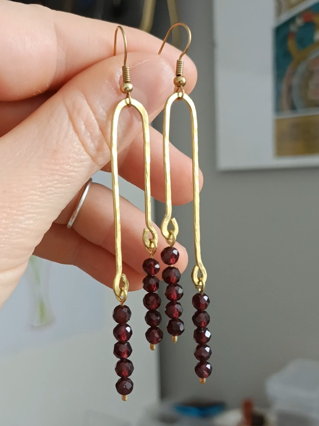 Boucles d'oreilles en laiton réalisées à la main en laiton brut