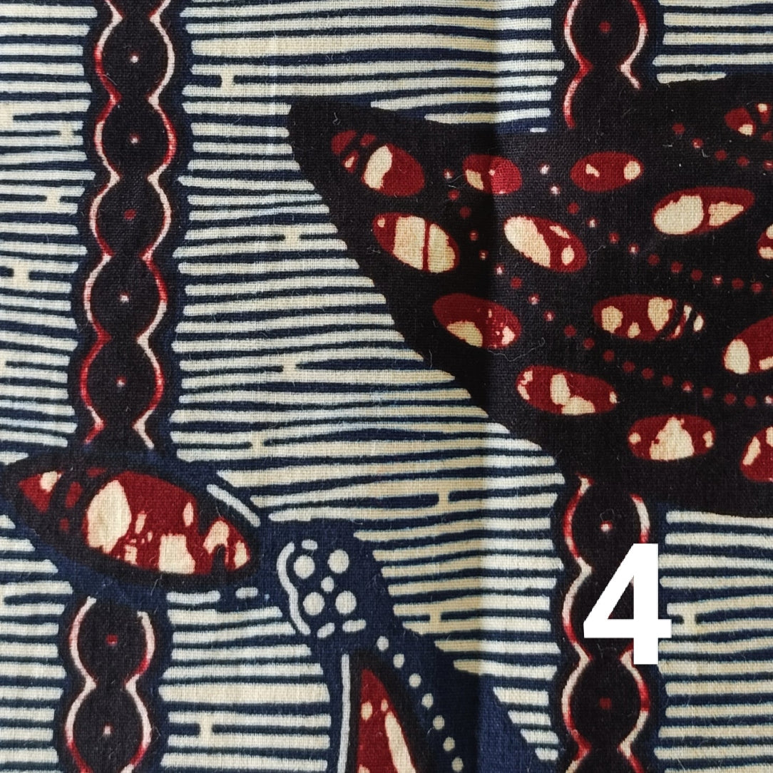 Tissu Wax 4 bleu et rouge