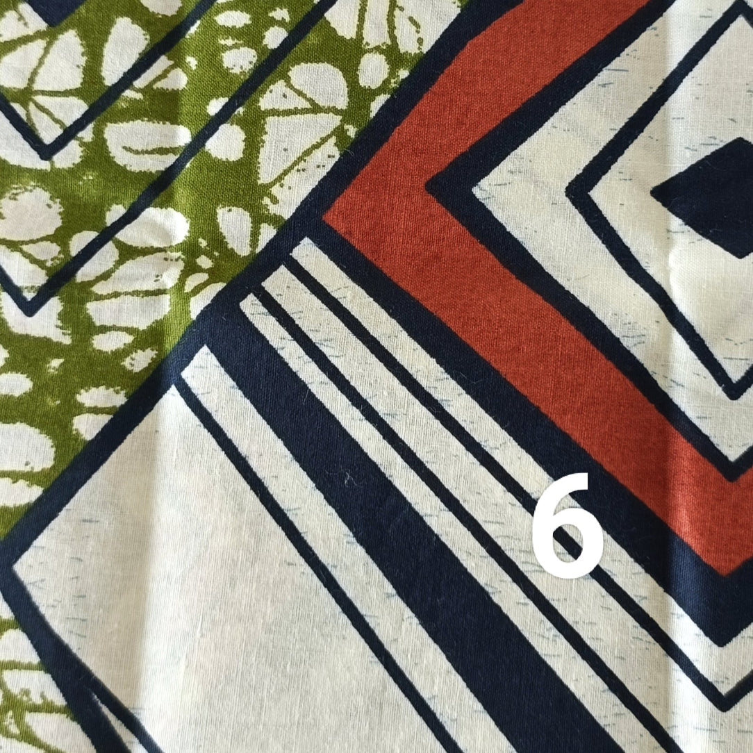 Tissu Wax 6 bleu ocre vert