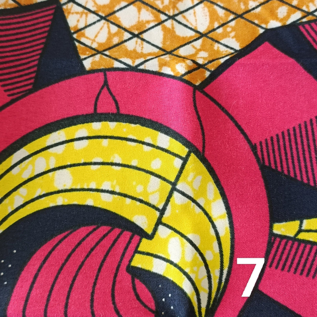 Tissu wax 7 rose jaune noir
