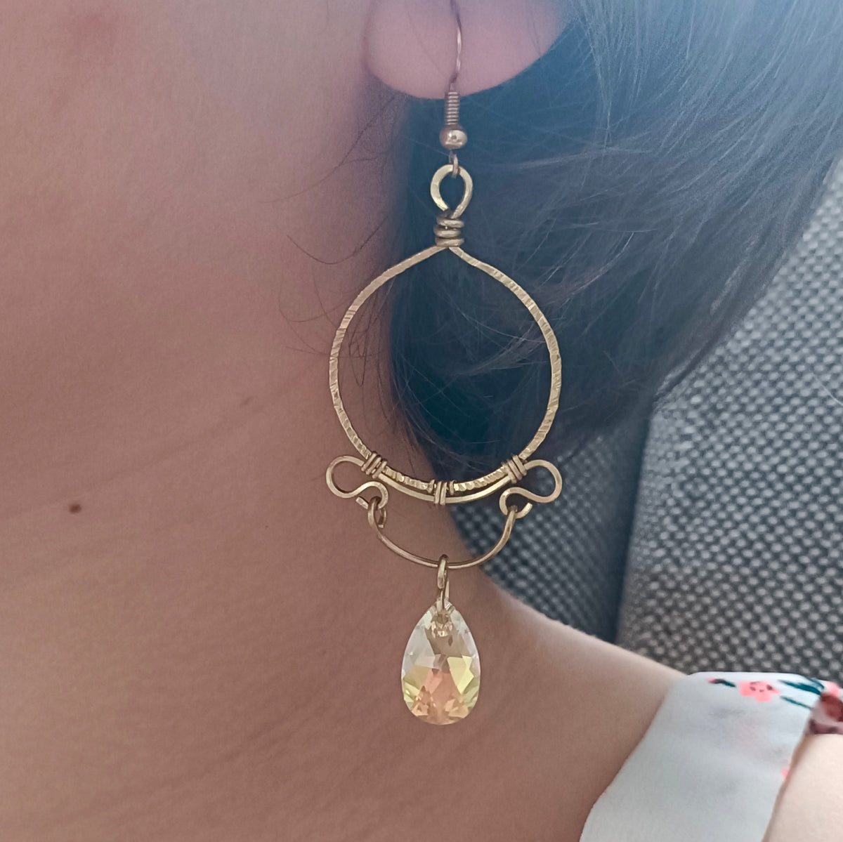 ORLANDO Boucles d'oreilles - Laiton brut et Cristal