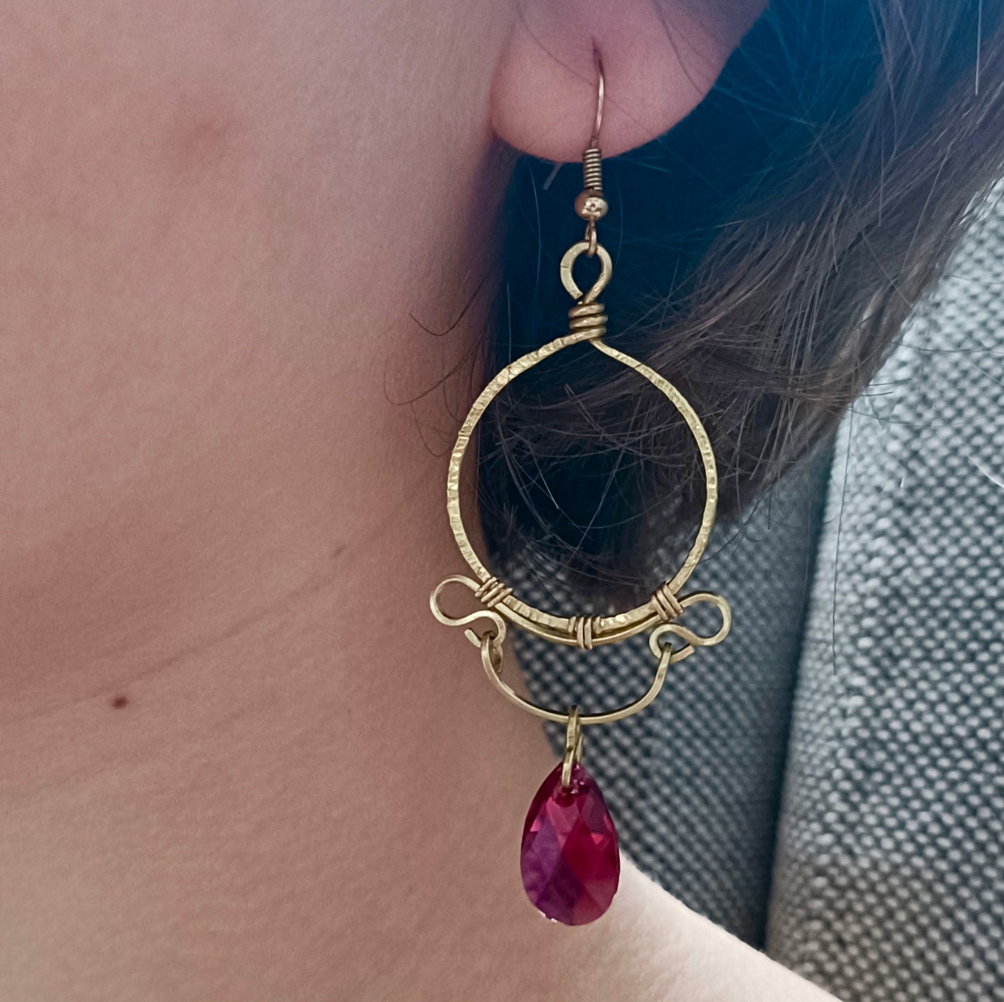 ORLANDO Boucles d'oreilles - Laiton brut et Cristal