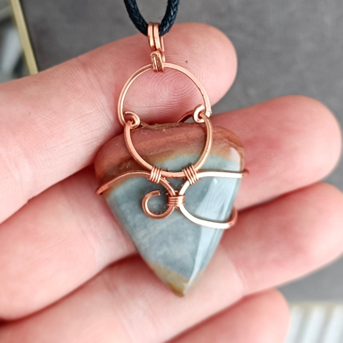 ARIA pendentif tressé - Jaspe Polychrome