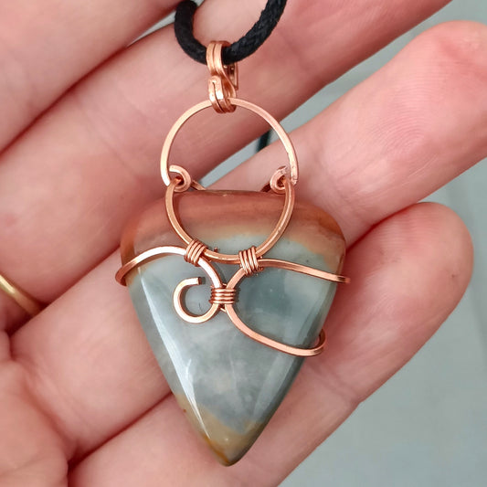 ARIA pendentif tressé - Jaspe Polychrome