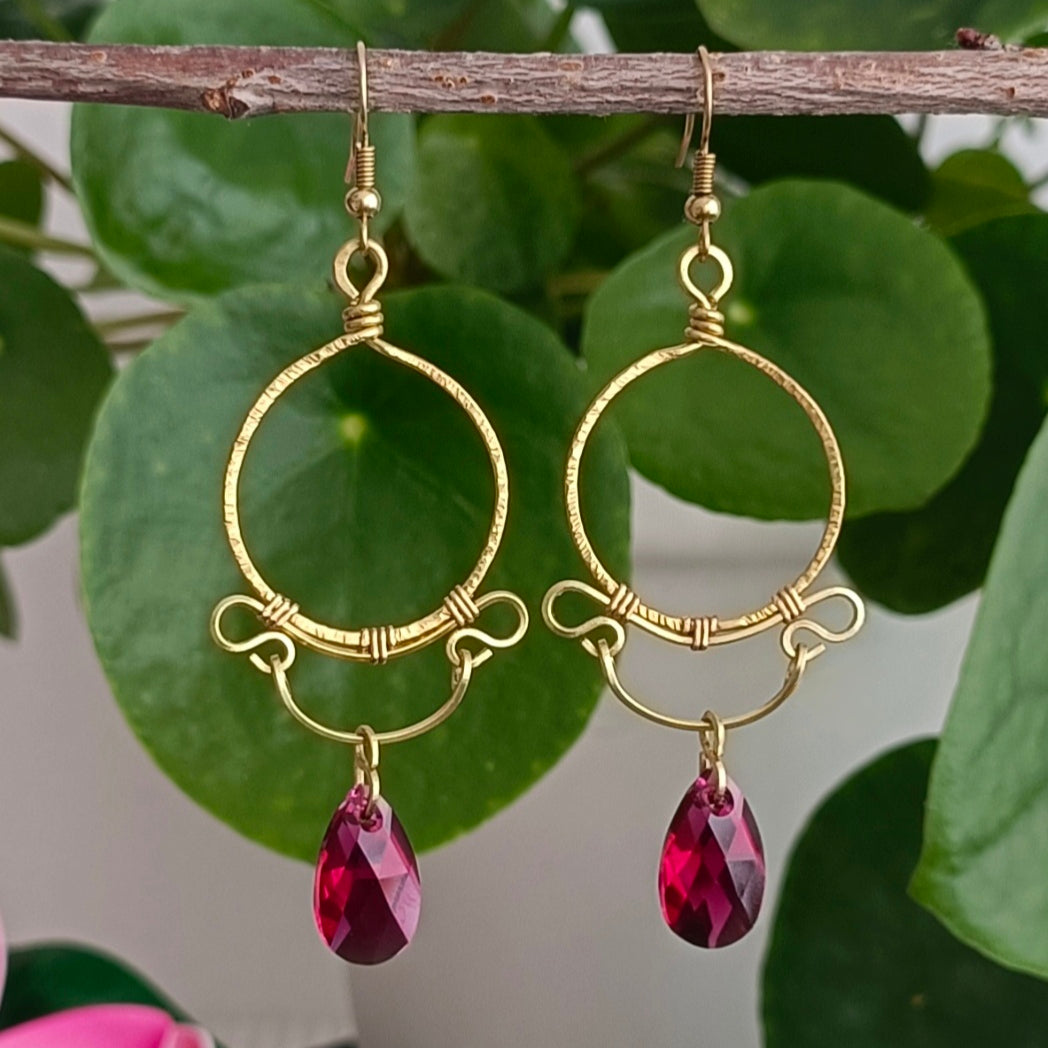 ORLANDO Boucles d'oreilles - Laiton brut et Cristal