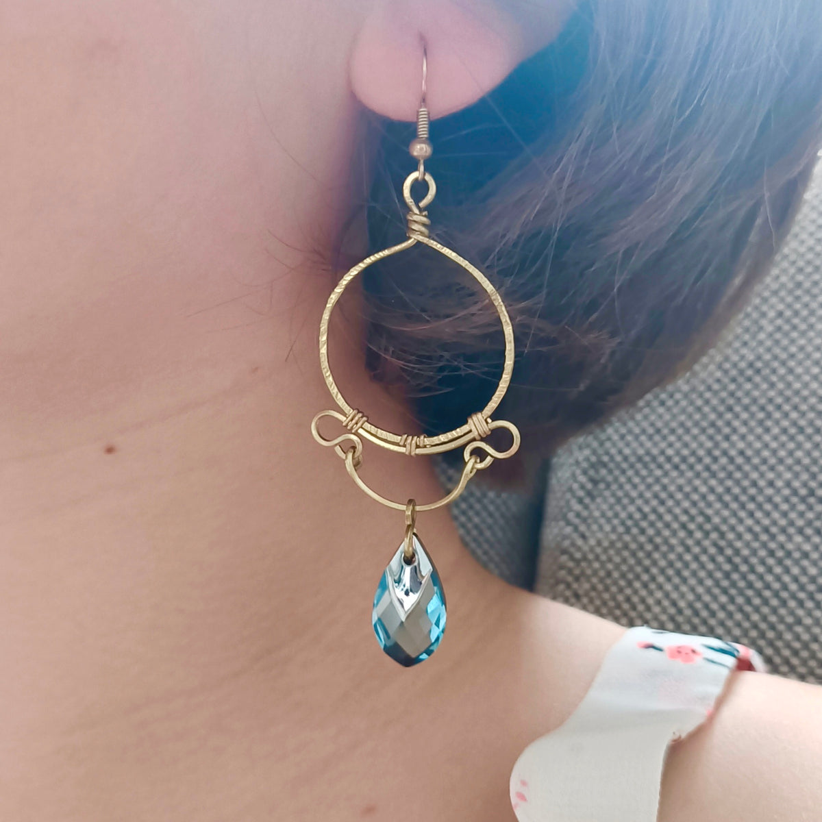 ORLANDO Boucles d'oreilles - Laiton brut et Cristal