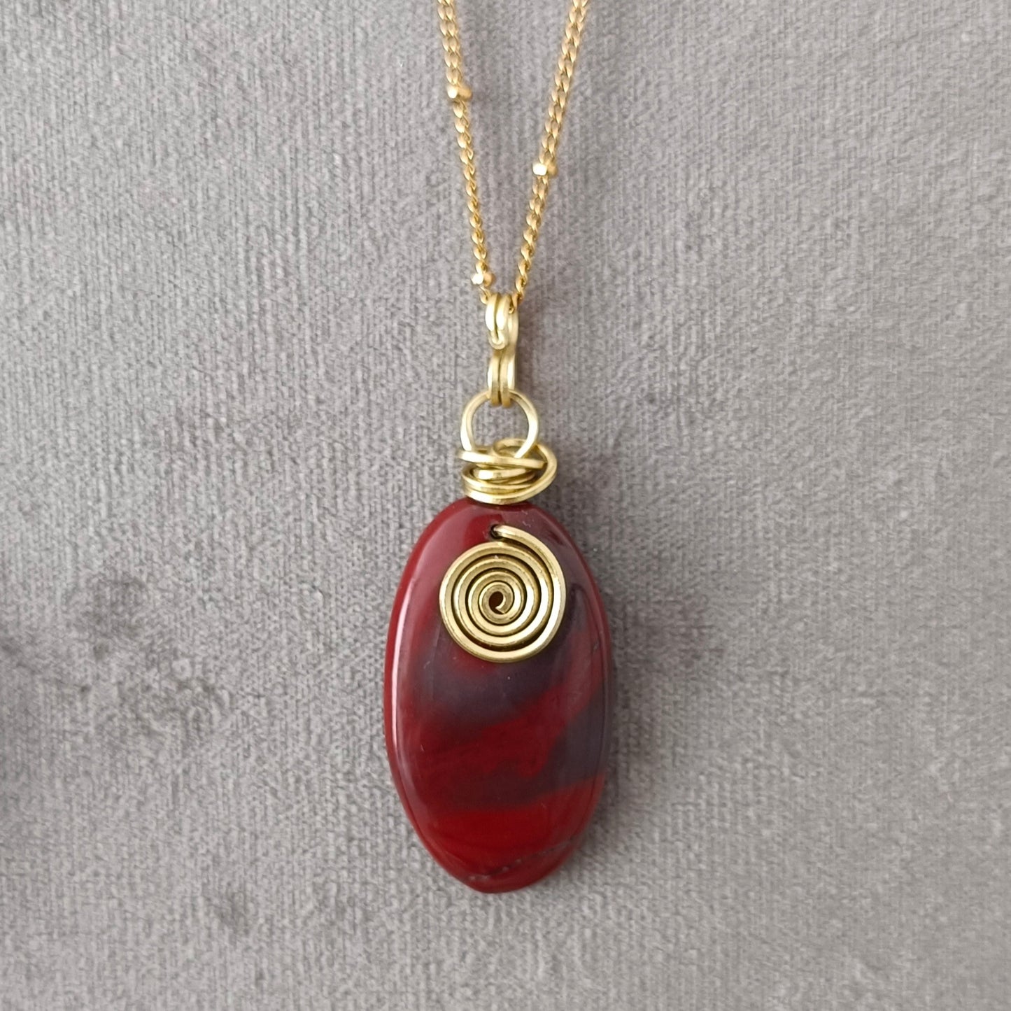 JEANNE - pendentif tressé - Jaspe Mokaite