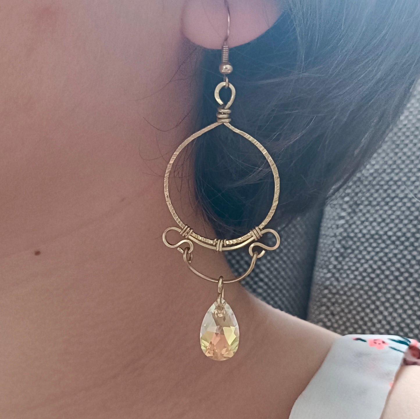 ORLANDO Boucles d'oreilles - Laiton brut et Cristal