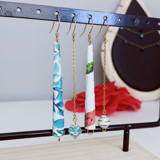 Boucles d'oreilles en papier recylé