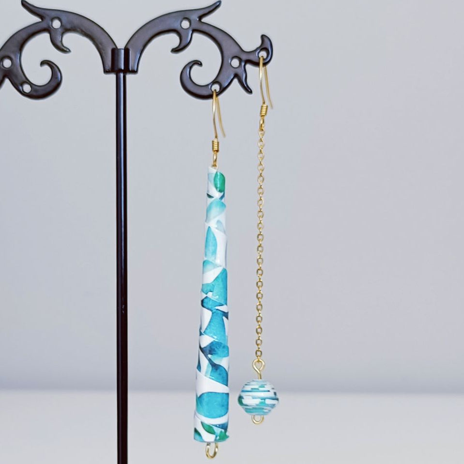 Boucles d'oreilles en papier pendantes